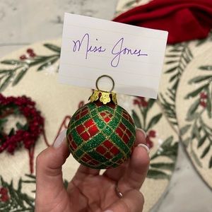 Plaid Christmas Ornament Place Card Holders